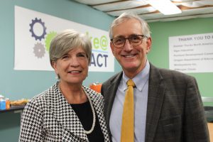 Impact NW Executive Director, Susan Stoltenberg, and Portland Mayor Charlie Hales, attend the Make@Impact reveal