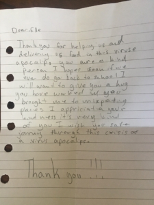 A thank you letter from a student