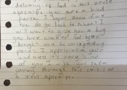 A thank you letter from a student